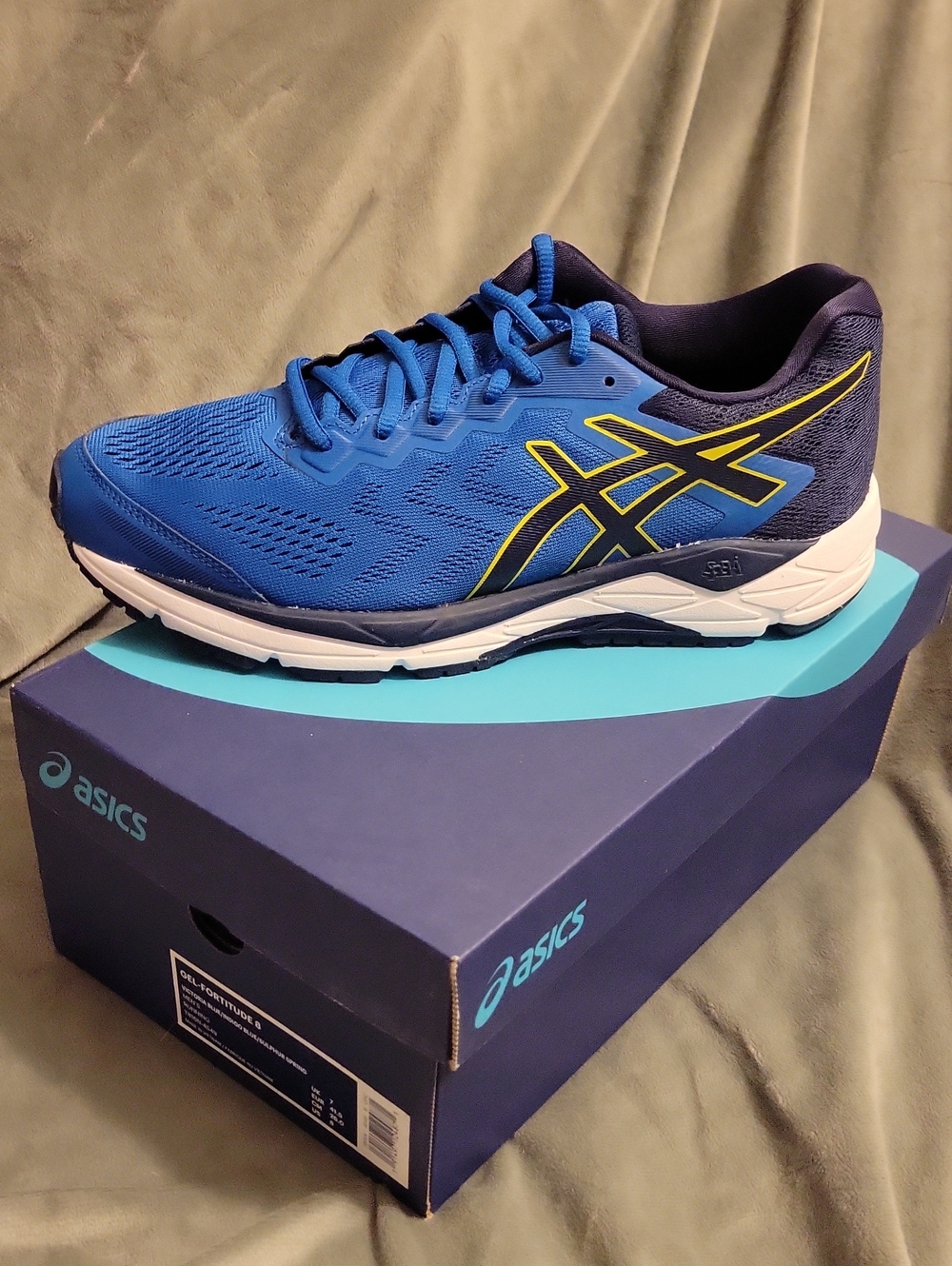 ASICS Blue and Yellow Men's Running Sneakers